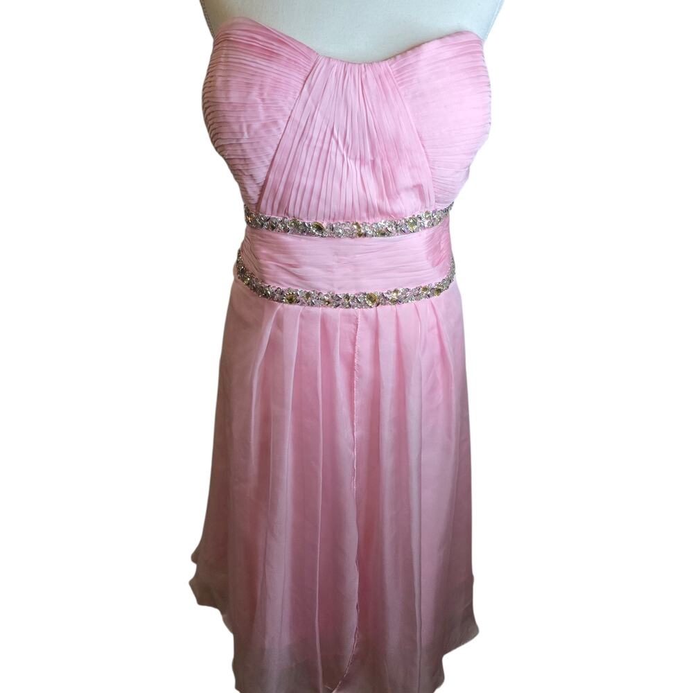 May Queen Couture Pink Pleated Flowy Sleeveless Dress Womens 18 Beaded Coquette